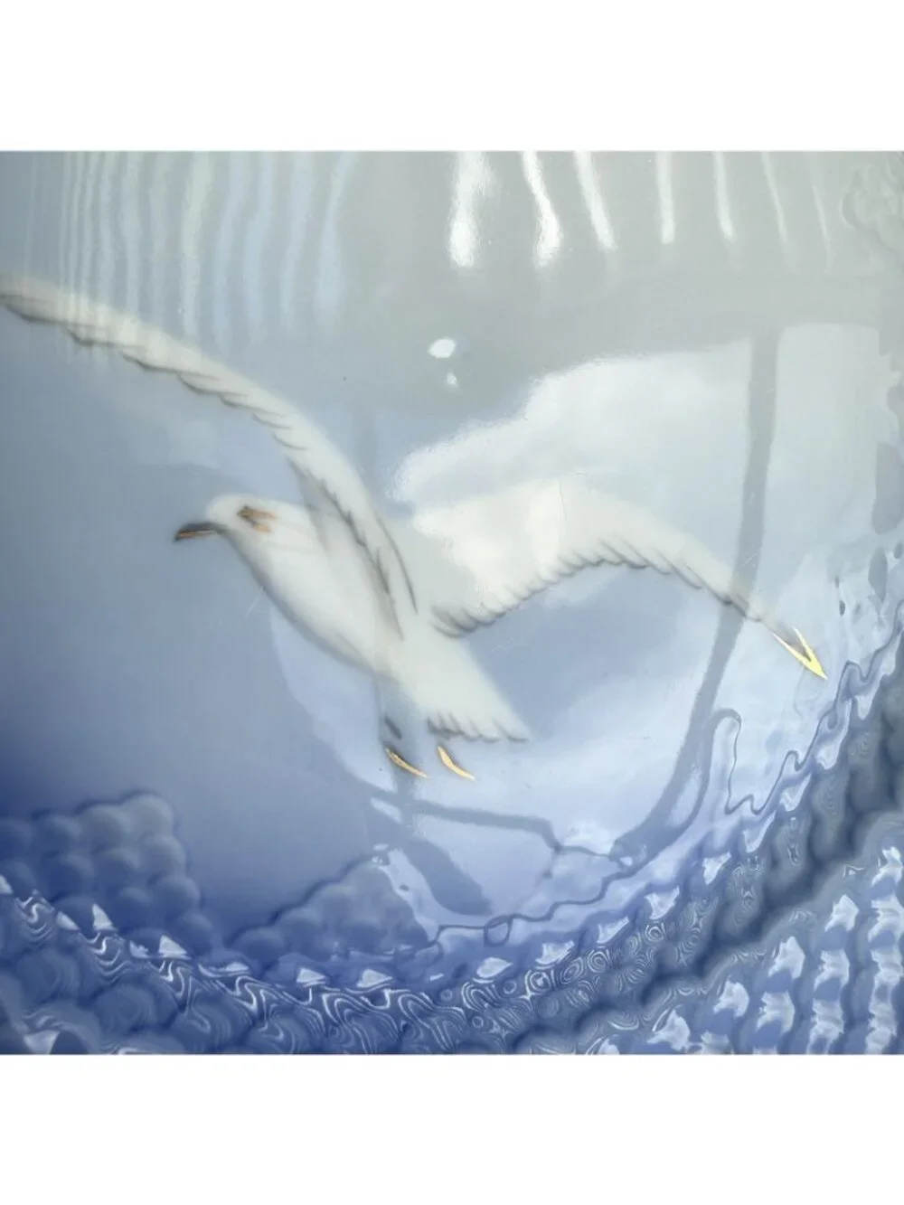 Bing & Grondahl SEAGULL Porcelain Salad Plates 8.5” Blue Gold Trim Lot of 8